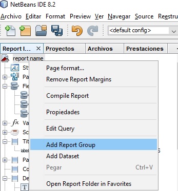 Ilustración de Captura de pantalla donde puede apreciarse como acceder a la opción Add Group Report