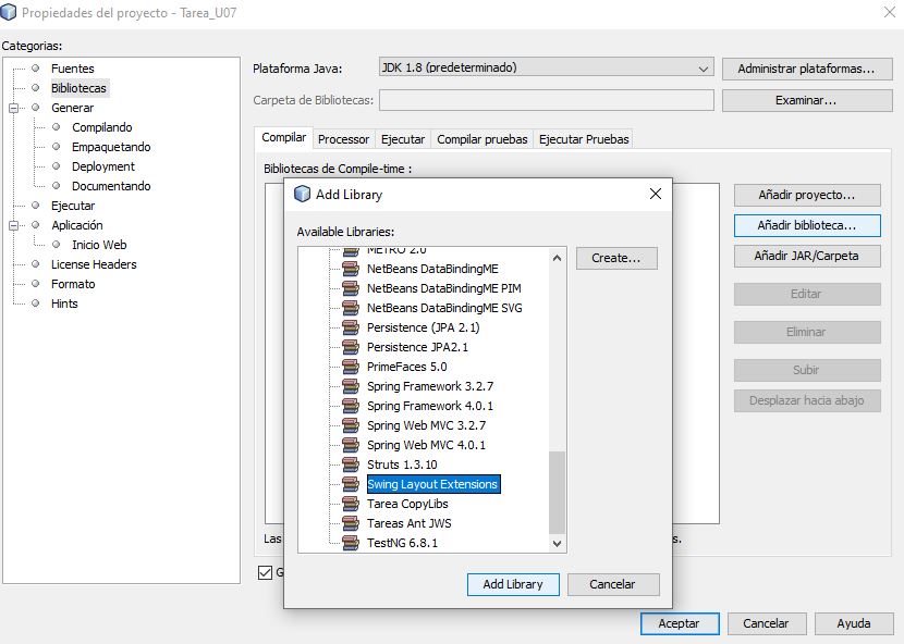 Configuración de las bibliotecas del proyecto. Ilustración de una captura de la configuración de las bibliotecas de nuestro proyecto.