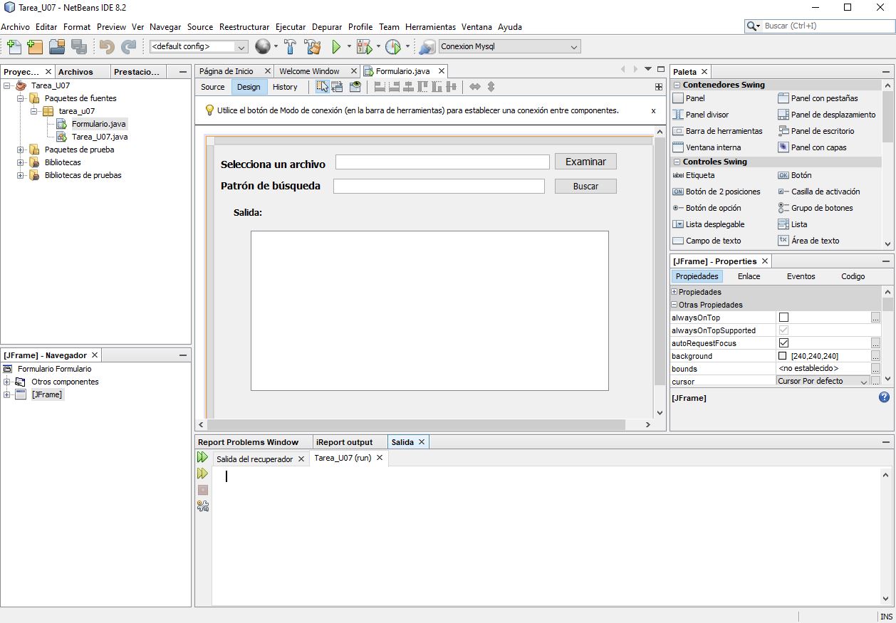 Aplicación lista para ser empaqueta. Ilustración de una captura de pantalla de la aplicación creada en NetBeans.