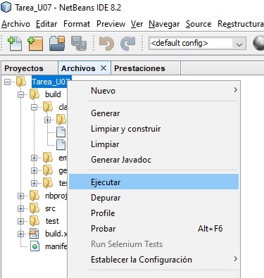 Ilustración de una captura de pantalla de la opción ejecutar dentro del IDE.