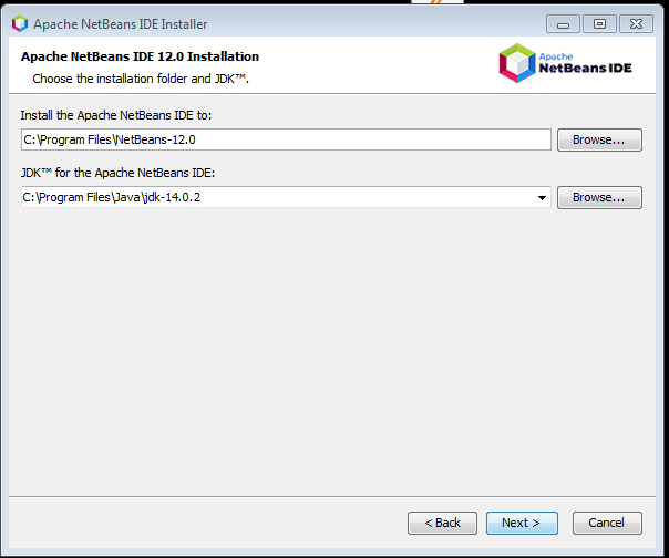 Ilustración que muestra una pantalla del proceso de instalación de Netbeans 12.