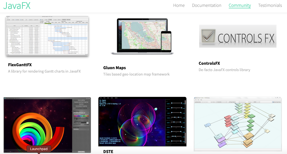 Ilustración que muestra una captura de la web de JavaFX