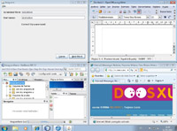 Captura de pantalla del Sistema Operativo Windows 7, muestra en forma de mosaico la la ejecución de las aplicaciones: NetBeans 7.0; la aplicación Java de ejemplo Anagrams; el procesador de textos Writer de OpenOffice; y, el navegador web Internet Explorer.