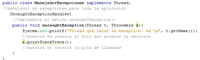 Código java de un manejador de excepciones para hilos.