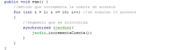 Código de un  segmento java synchronized.