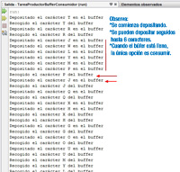 Imagen parcial de la salida de una ejecución del programa Ejercicio1.