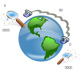 Icono que muestra varios dispositivos comunicándose emulando a Internet.