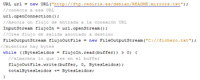 Código java de la lectura de un archivo mediante URL.