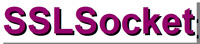 Rótulo SSLSocket. Dibujo de un rótulo en morado sobre fondo blanco con la palabra SSLSocket.