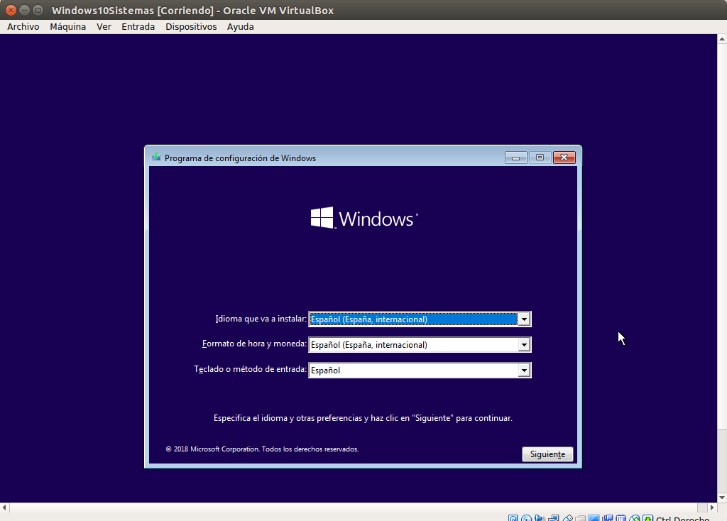 Seleccionar español al instalar Windows. Ilustración de Seleccionar español al instalar Windows.