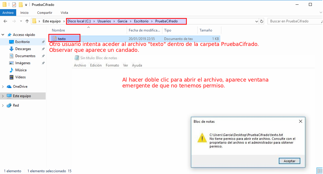 No acceso a archivo por EFS. Ilustración de No acceso a archivo por EFS.