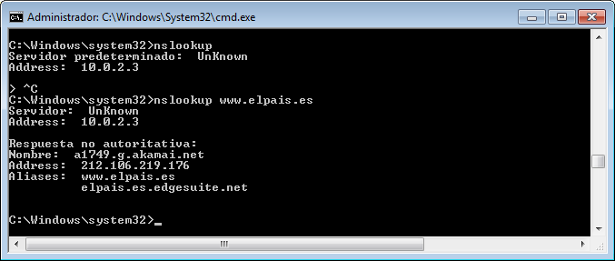 Comando nslookup Ilustración Comando nslookup