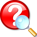 Lupa sobre interrogación en rojo.