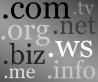 Dominios de Internet Ilustración en la que se ven a diversos tamaños los siguientes dominios de Internet de nivel superior: .com, .tv,.org,.net,.biz,.ws,.me,.info