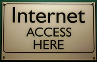 Ilustración de un letrero con el texto Internet Access Here
