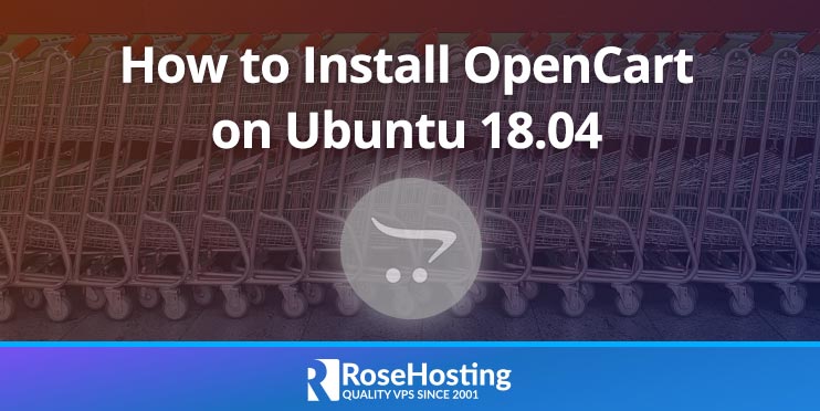 Ilustración en la que se ve el logo de OpenCart y el texto How to Install OpenCart on Ubuntu 18.04