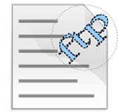 Ilustración en la que se ve un figura similar al icono de un fichero y en la misma, arriba a la derecha, el texto ftp inclinado rodeado de un circulo con un arco punteado.