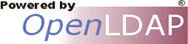 Ilustración en la que se ve el texto OpenLDAP, y encima alineado a la izquierda el texto  Powered by a menor tamaño de fuente. Alineado a la derecha se ve el símbolo copyright también a menor tamaño de fuente.