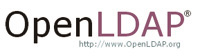 Ilusreación en la que se ve el texto OpenLDAP y alineado a la derecha, a menor tamaño de fuente, se ve el símbolo de copyright encima. Debajo del texto alineado a la derecha aparece el texto: http://www.OpenLDAP.org.