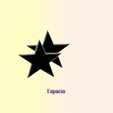 Ilustración en la que hay tres estrellas acompañadas del texto "Espacio". Las estrellas están superpuestas y colocadas en perspectiva, es decir, si la primera está en una posición, la segunda está por detrás de la primera y desviada un poco hacia la derecha y hacia arriba. La tercera éstá por detrás de la segunda y con la misma desviación respecto a ésta.
