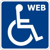 Ilustración con la imagen simbólica que representa a una persona en silla de ruedas. En su esquina superior derecha está escrita la palabra WEB.