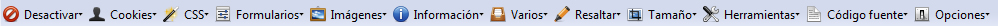Ilustración con la captura de pantalla de Web Developer Toolbar