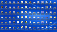 Ilustración con la captura de pantalla de parte del escritorio de Windows donde se puede un conjunto de iconos de accesos directos distribuidos en seis filas y catorce columnas.