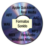 Ilustración de un disco compacto que tiene una serie de nombres escritos encima.