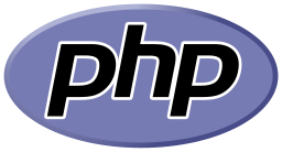 Imagen de un óvalo de fondo violeta y las letras php en el medio