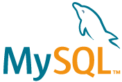Imagen de letras MySQL. De fondo se ve la silueta de un delfín saltando.