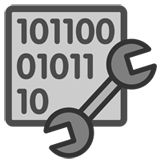 Configurar. Llave inglesa sobre un fondo con dígitos binarios.