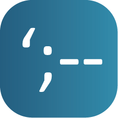 Logo de "have I powned" Imagen de un logo conteniendo una comilla simple, un punt y coma y dos guiones en un fondo azul.