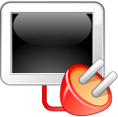 Imagen de un monitor en negro del que sale un enchufe rojo.