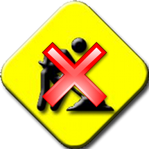 Imagen de un rombo amarillo, en el interior en negro el icono de un hombre simulando trabajar con una pala y encima, tachandolo, una x roja.
