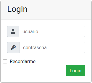 Imagen de un formulario con dos compas de texto, usuario y contraseña, y un boton verde con el texto Login