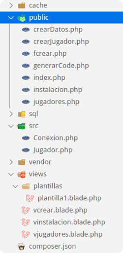 Imagen de uns estructura en árbol de los directorios y archivos de la práctica..