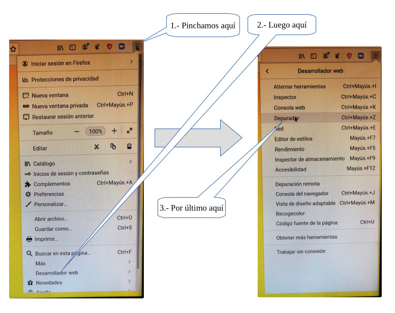 Imagen explicativa de cómo abri fireDebug.