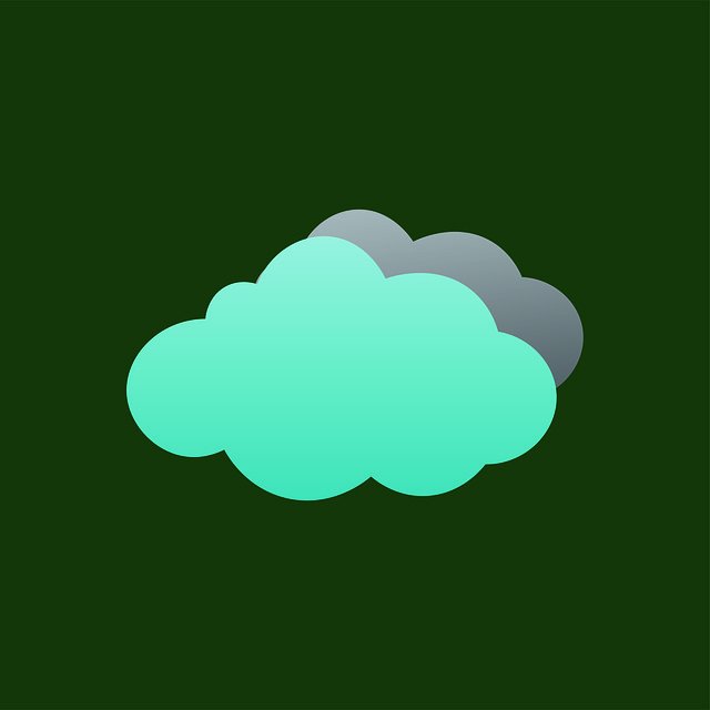 Imagen del dibujo  una nube verde y gris sobre un fondo oscuro.