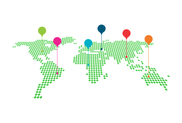 Imagen de un mapa del mundo en dos dimensiones pixelado donde se pueden var distintos puntos geógraficos marcados.