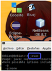 Imagen que muestra dos IDE (NeatBeans y Eclipse) y un compilador (javac).