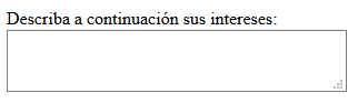 Area de Texto HTML Ilustración de cómo se visualiza en un navegador web Área de Texto HTML