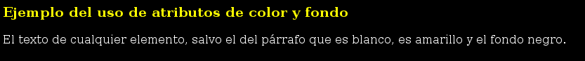 Color CSS Resultado del ejemplo del uso del color en CSS en el navegador