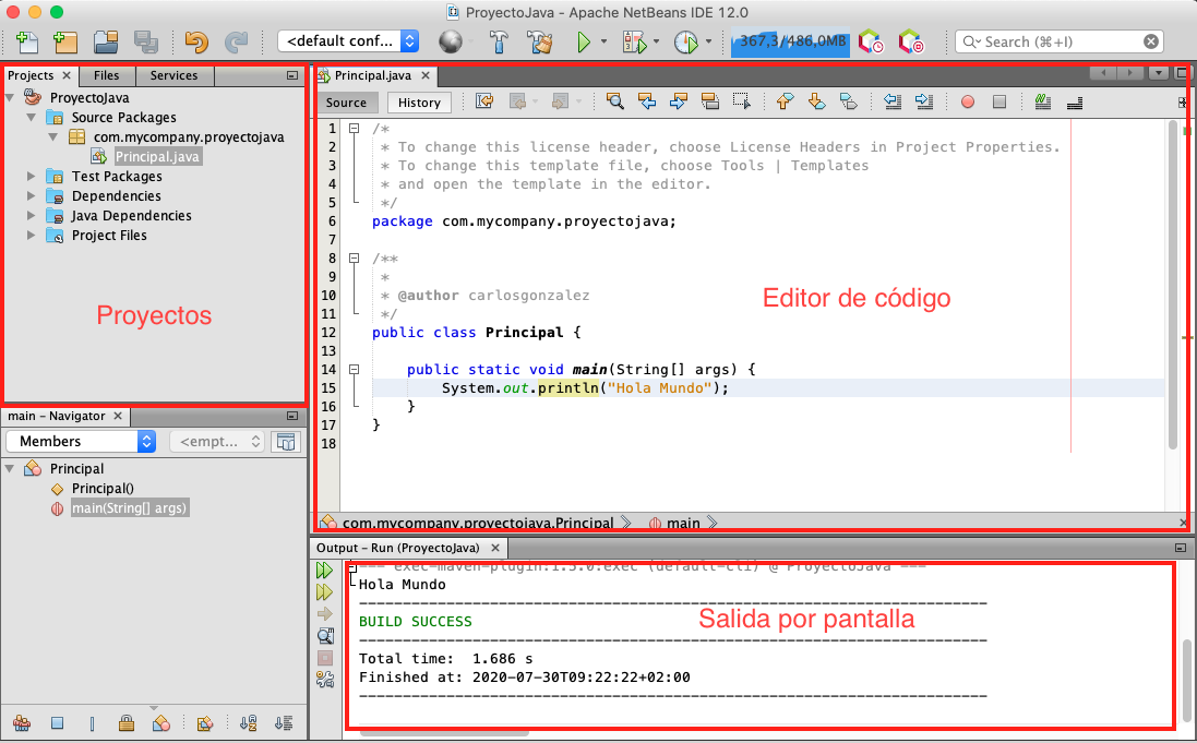 Captura de pantalla de Netbeans. Captura de pantalla de Netbeans.