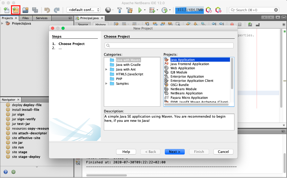 Captura de pantalla de Netbeans. Captura de pantalla de Netbeans.