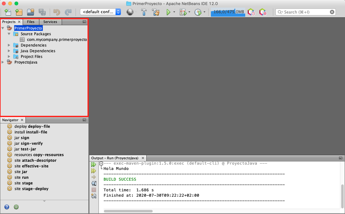 Captura de pantalla de Netbeans. Captura de pantalla de Netbeans.