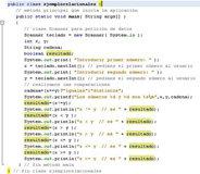 Imagen del código para la utilización de los distintos operadores relacionales en una aplicación Java.