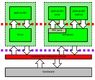 Figura que representa la arquitectura de un sistema operativo de máquina virtual. En la parte inferior se halla el hardware y sobre éste, el monitor de máquina virtual que interactua con las máquinas virtuales. En este ejemplo hay dos máquinas virtuales, de Linux y Windows.