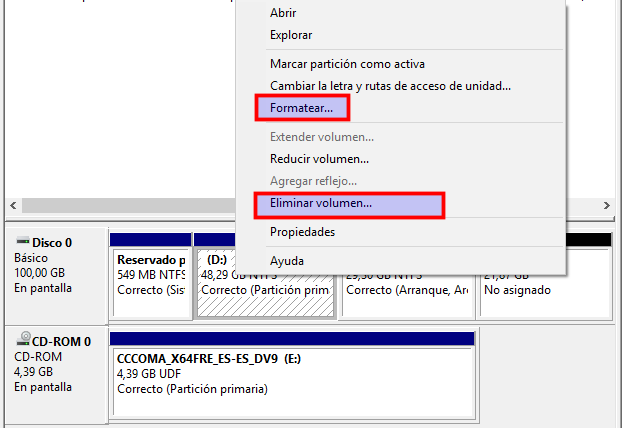 Habilitado formatear D: Ilustración Habilitado formatear D: