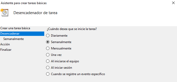 Ilustación paso 2: se rellena desencadenador de la tarea