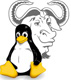 Logotipo de TUX con el logotipo de GNU.